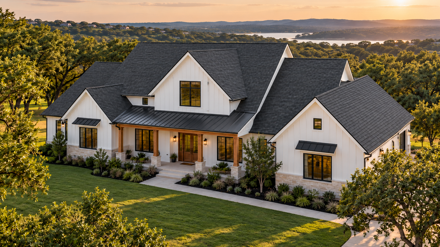 Modern North Texas home with a charcoal architectural shingle roof